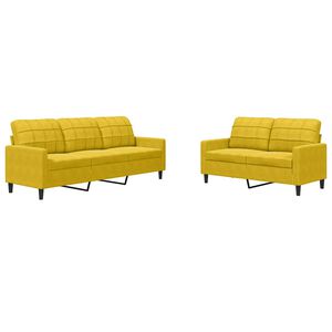 vidaXL Ensemble de canapés 2 pcs avec coussins Jaune Velours