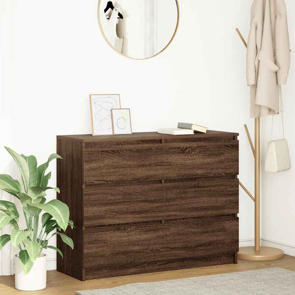 vidaXL Buffet ch&ecirc;ne marron 100x35x76 cm bois d'ing&eacute;nierie