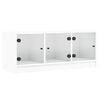 vidaXL Meuble TV avec portes en verre blanc 102x37x42 cm