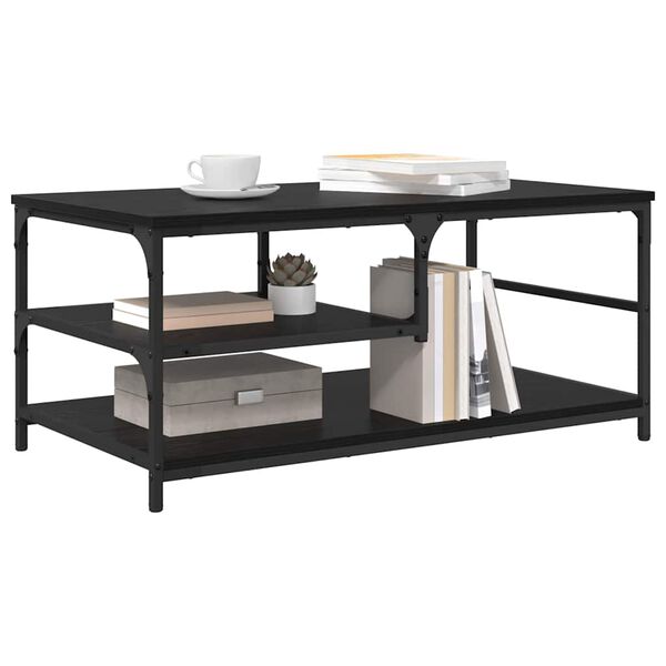 vidaXL Table basse Ch&ecirc;ne noir 90 x 49 x 40 cm Bois d'ing&eacute;nierie