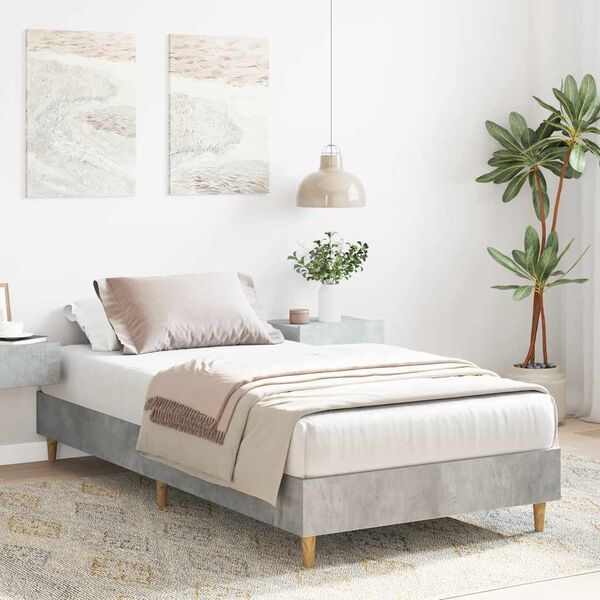 vidaXL Cadre de lit sans matelas gris b&eacute;ton 100x200 cm bois ing&eacute;nierie