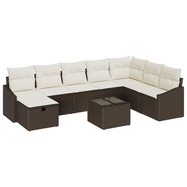 vidaXL Ensemble de canapé de jardin 9 pcs Marron 55 x 62 x 69 cm