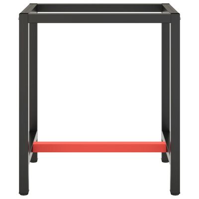 vidaXL Cadre de banc de travail Noir et rouge mat 70x50x79 cm Métal