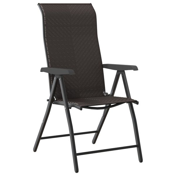 vidaXL Chaises pliables de jardin lot de 8 caf&eacute; noir r&eacute;sine tress&eacute;e