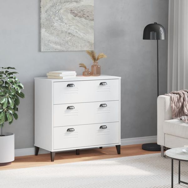 vidaXL Commode VIKEN blanc bois d'ingénierie