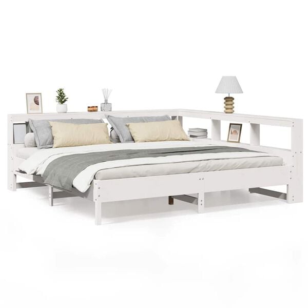vidaXL Lit biblioth&egrave;que sans matelas blanc 180x200 cm bois pin massif