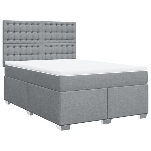 vidaXL Sommier &agrave; lattes de lit avec matelas Gris clair 140x190cm Tissu