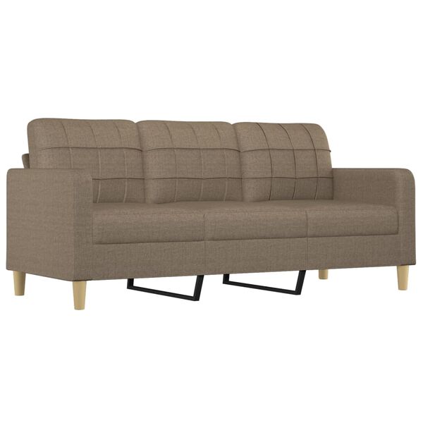 vidaXL Canap&eacute; &agrave; 3 places avec repose-pieds Taupe 180 cm Tissu