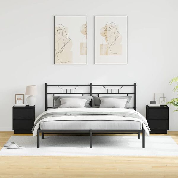 vidaXL Cabinet de chevet 2 pcs Ch&ecirc;ne noir 39 x 34,5 x 50 cm