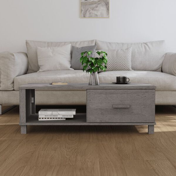 vidaXL Table basse HAMAR Gris clair 100x55x35 cm Bois massif de pin