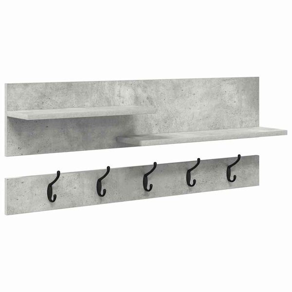 vidaXL Porte-manteau mural avec &eacute;tag&egrave;re Gris b&eacute;ton 90 x 15 x 36 cm