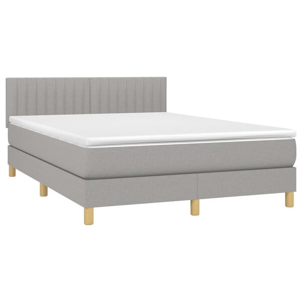 vidaXL Sommier &agrave; lattes de lit et matelas et LED Gris clair 140x200 cm