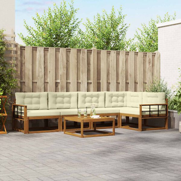 vidaXL Ensemble de canap&eacute;s d'ext&eacute;rieur 6 pcs Naturel et Cr&egrave;me
