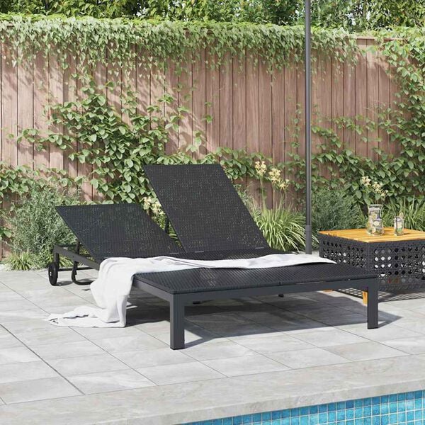 vidaXL Transat 2-personne Noir 60 x 200 x 27cm polyrotin