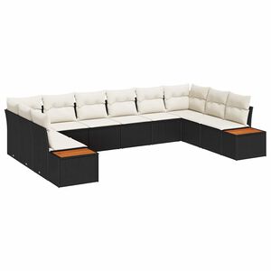 vidaXL Ensemble de canap&eacute; de jardin 10 pcs Noir Poly rotin