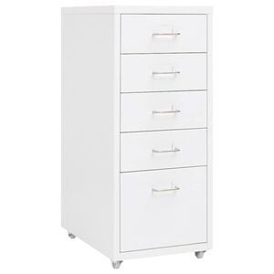 vidaXL Classeur mobile Blanc 28x41x69 cm M&eacute;tal