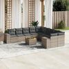 vidaXL Salon de jardin 11 pcs avec coussins gris r&eacute;sine tress&eacute;e