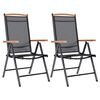 vidaXL Chaises de jardin pliables lot de 2 aluminium et textil&egrave;ne noir