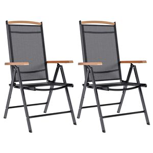 vidaXL Chaises de jardin pliables lot de 2 aluminium et textil&egrave;ne noir