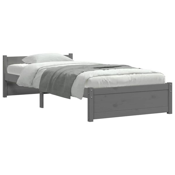 vidaXL Cadre de lit sans matelas gris bois massif 75x190 cm