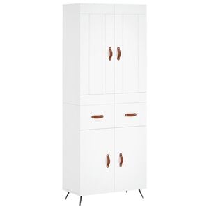 vidaXL Buffet haut Blanc 69,5x34x180 cm Bois d'ing&eacute;nierie