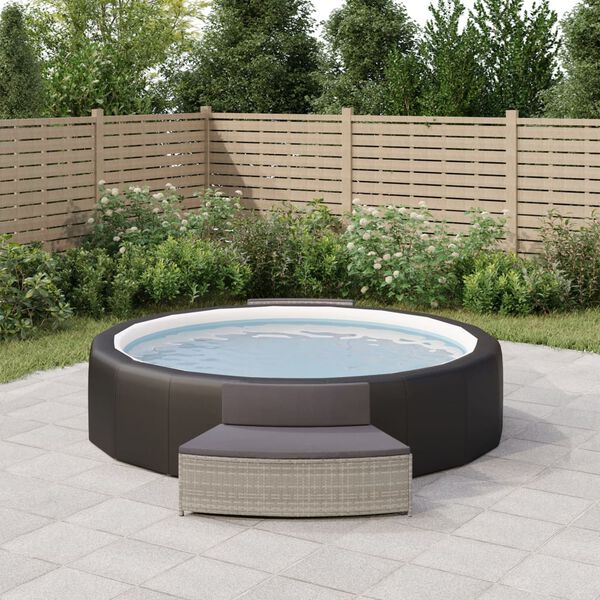 vidaXL Bancs de spa avec coussins lot de 2 gris résine tressée