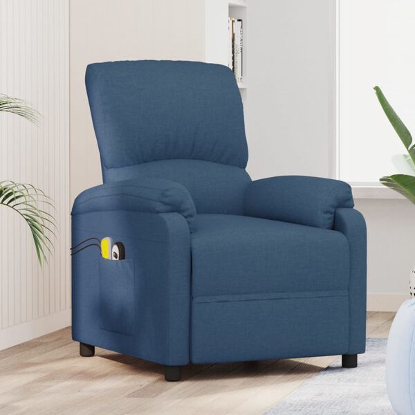 vidaXL Fauteuil de massage Bleu Tissu