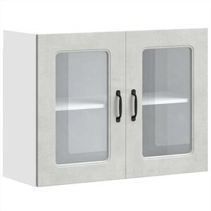vidaXL Armoire murale de cuisine avec porte en verre Kalmar gris b&eacute;ton