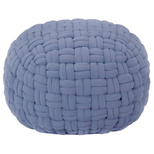 vidaXL Pouf Design tress&eacute; Bleu 50x35 cm Coton