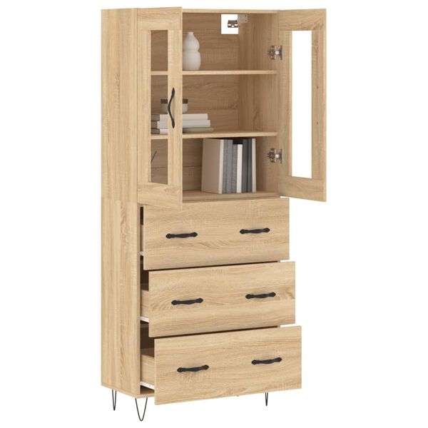 vidaXL Buffet haut Ch&ecirc;ne sonoma 69,5x34x180 cm Bois d'ing&eacute;nierie