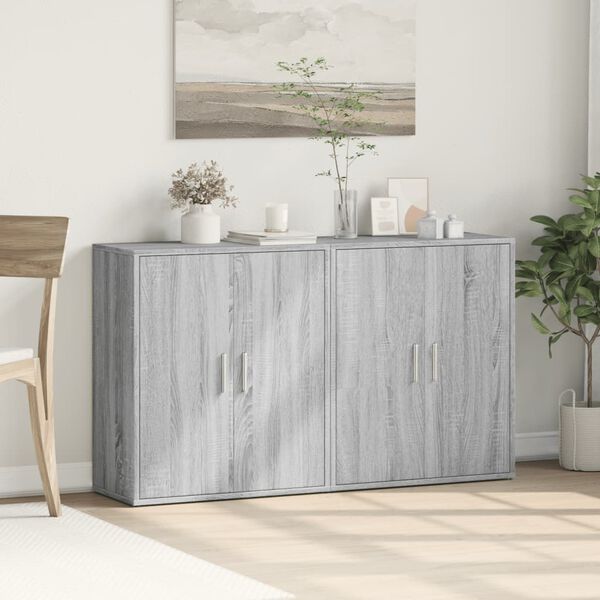 vidaXL Buffets 2 pcs sonoma gris 60x31x70 cm bois d'ing&eacute;nierie
