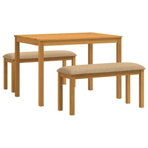 vidaXL Ensemble de salle &agrave; manger 3 pc Beige Bois de ch&ecirc;ne massif