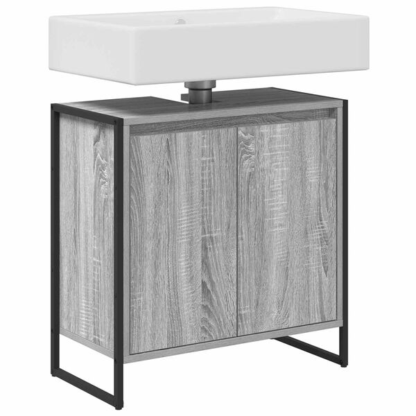 vidaXL Cabinet de salle de bain avec porte Gris Sonoma 60 x 30 x 60 cm