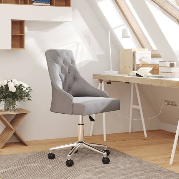 vidaXL Chaise pivotante de bureau Gris clair Tissu