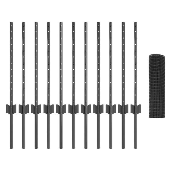 vidaXL Cl&ocirc;ture avec poteau Gris 0,5 x 25 m Acier