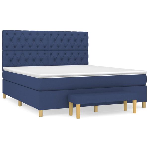vidaXL Sommier &agrave; lattes de lit avec matelas Bleu 160x200 cm Tissu