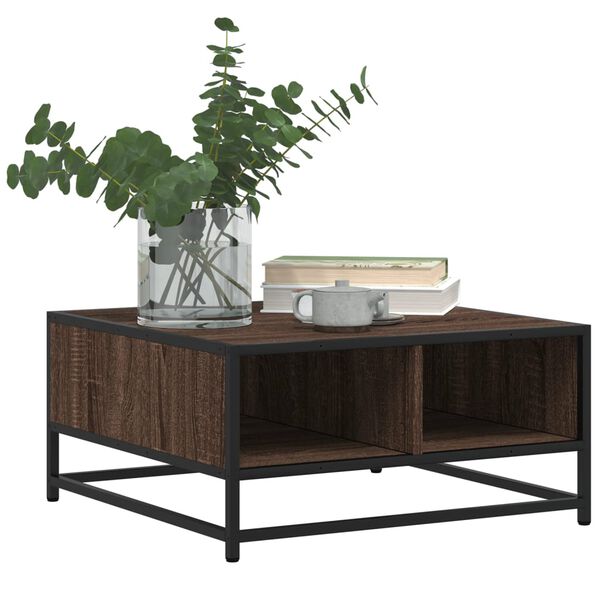 vidaXL Table basse chêne marron 60,5x60,5x30cm bois d'ingénierie/métal