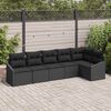 vidaXL Ensemble de canapé de jardin avec coussin 6 pcs Noir polyrotin