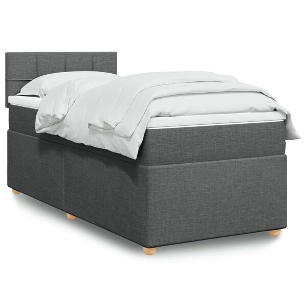 vidaXL Sommier &agrave; lattes de lit avec matelas Gris fonc&eacute; 100x200cm Tissu