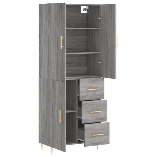 vidaXL Buffet haut Sonoma gris 69,5x34x180 cm Bois d'ingénierie