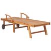 vidaXL Chaise longue avec coussin noir Bois de teck solide