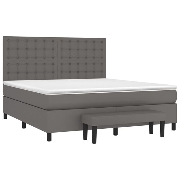 vidaXL Sommier &agrave; lattes de lit avec matelas Gris 160x200 cm Similicuir