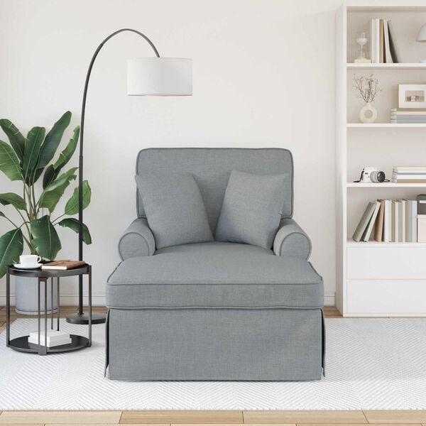 vidaXL Chaise lounge avec jupe Gris clair 91 x 157 x 91 cm tissu