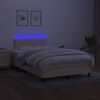 vidaXL Sommier &agrave; lattes de lit avec matelas LED Cr&egrave;me 120x200 cm Tissu