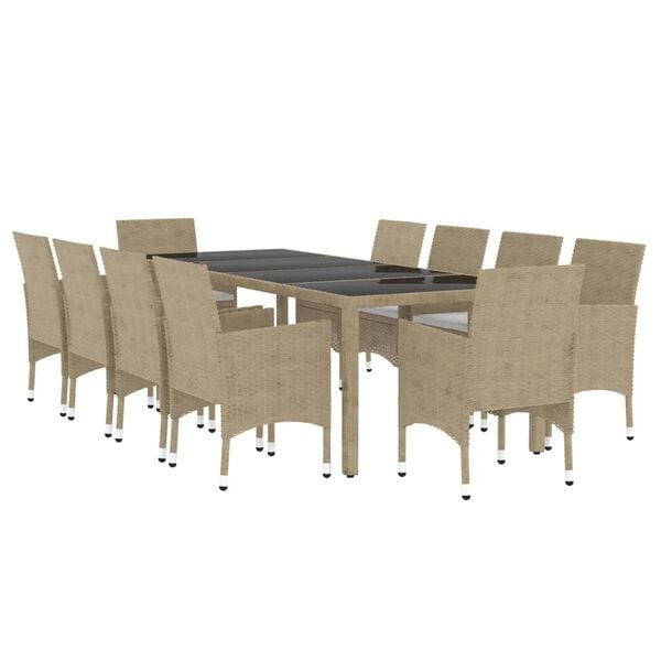 vidaXL Ensemble &agrave; manger de jardin 11pcs R&eacute;sine tress&eacute;e Beige