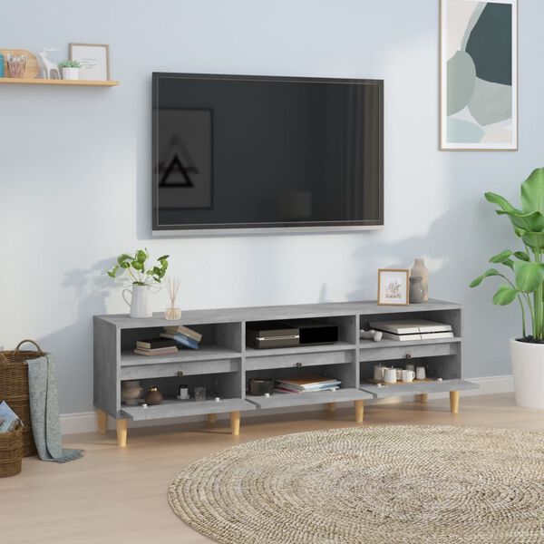 vidaXL Meuble TV gris b&eacute;ton 150x30x44,5 cm bois d'ing&eacute;nierie