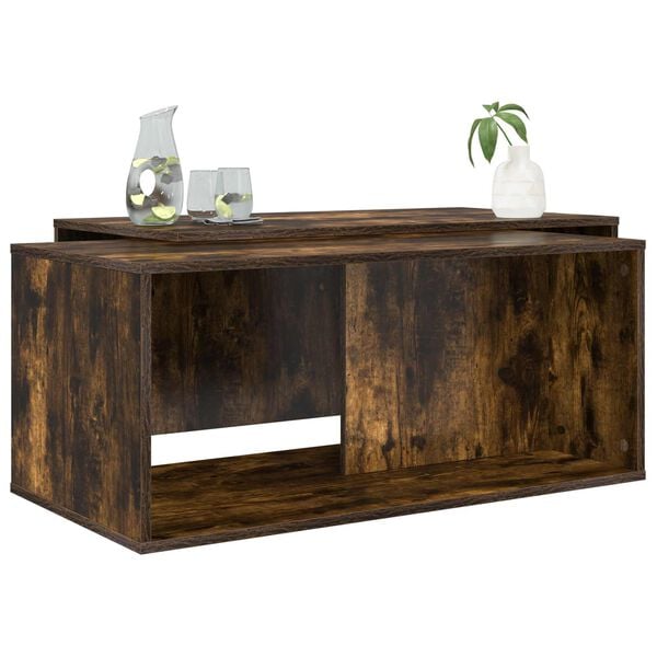 vidaXL Ensemble de tables basses 2 pcs Ch&ecirc;ne fum&eacute; Bois d'ing&eacute;nierie