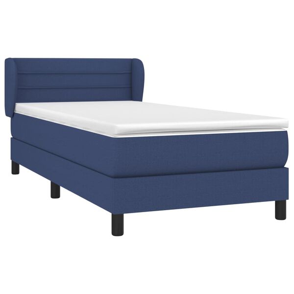 vidaXL Sommier &agrave; lattes de lit avec matelas Bleu 90x200 cm Tissu