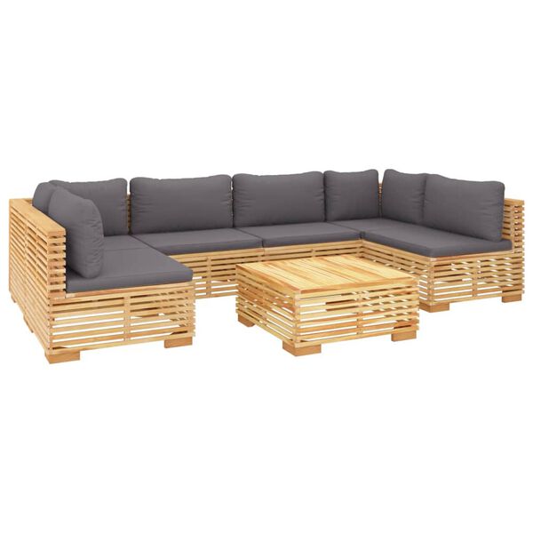 vidaXL Salon de jardin 7 pcs avec coussins Bois de teck solide