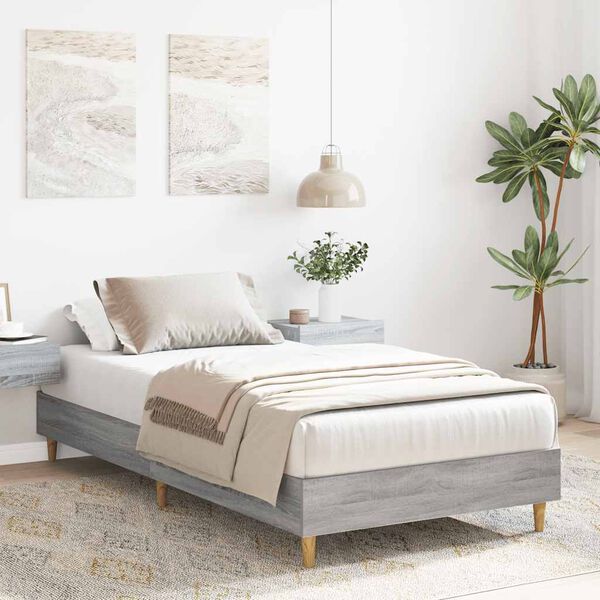 vidaXL Cadre de lit sans matelas sonoma gris 100x200 cm
